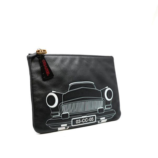 Medium Black Lambskin Leather Cuba Car Cosmetic Case PHW Seri 23 - L'UXE LINK