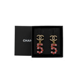 thumbnail cc crystal logo NO.5 pendent earring  in ghw
