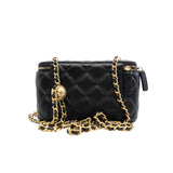 thumbnail long vanity case with crush in lambskin black #CJCAXXXX