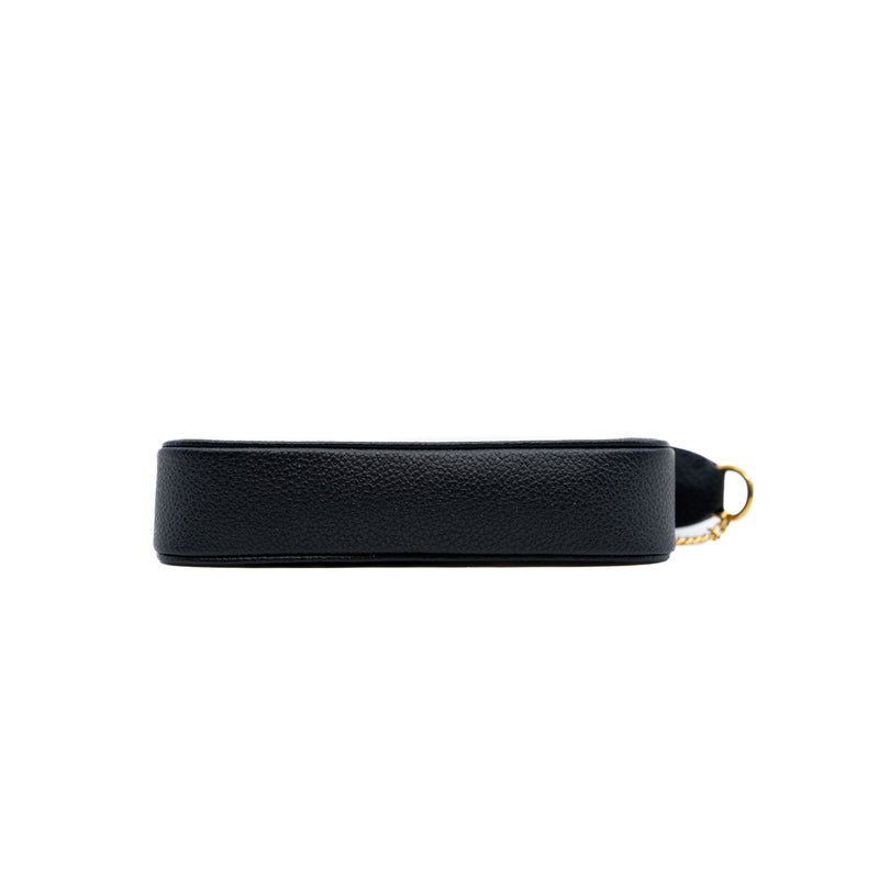 Mini Pochtette Accessories In White Logo Black Leather - L'UXE LINK