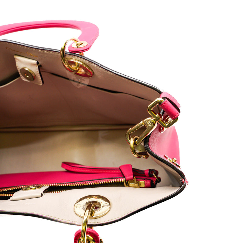 Medium Diorissimo In Pink Calfskin Leather Shopper Handbag GHW - L'UXE LINK