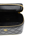 thumbnail long vanity case with black heart chain in lambskin black ghw