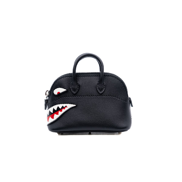 mini bolide shark bag charm black/white phw