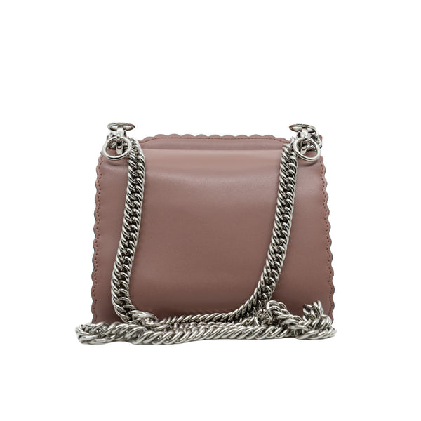 Small Kan I Nude Pink Calfskin Scalloped Studded Shoulder Bag - L'UXE LINK