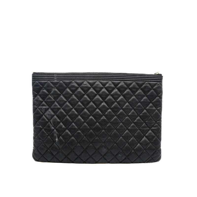 Large Boy O-Case Clutch In Black Caivar Lether Seri 24