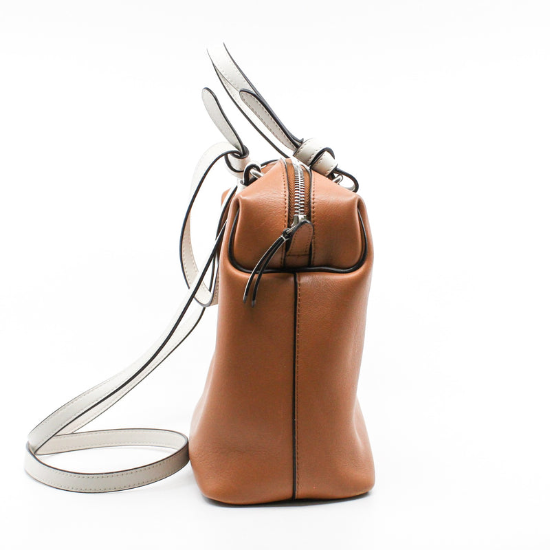 tote brown mix white zippy bag - L'UXE LINK