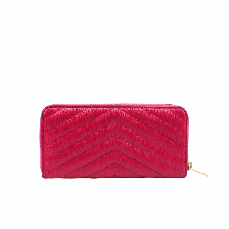 Classic Monogram Zip Around Wallet Matelasse Chevron Leather pink ghw - L'UXE LINK