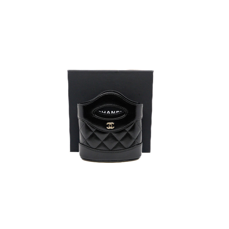 nano 31 bag in black shiny leather phw