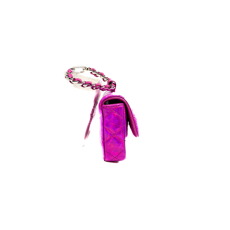 Metallic pink patent leather pouch phw