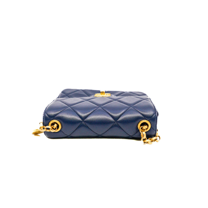 mini square cf in lambskin navy GHW