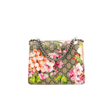 thumbnail small dionysus blooms chain bag in GG/suede pink phw