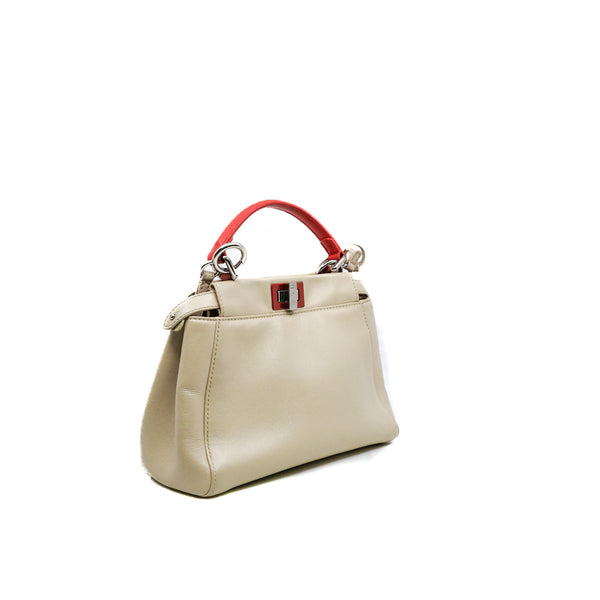 Mini Peekaboo Nappa Leather Beige/Red Bag PHW With Strap - L'UXE LINK