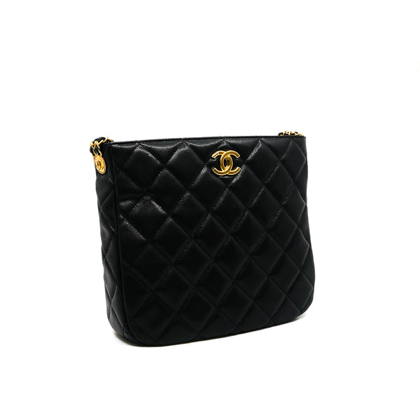 22A Twist Your Buttons In Black Caviar Leather Hobo Shoulder Bag GHW Seri XK96XXXX - L'UXE LINK