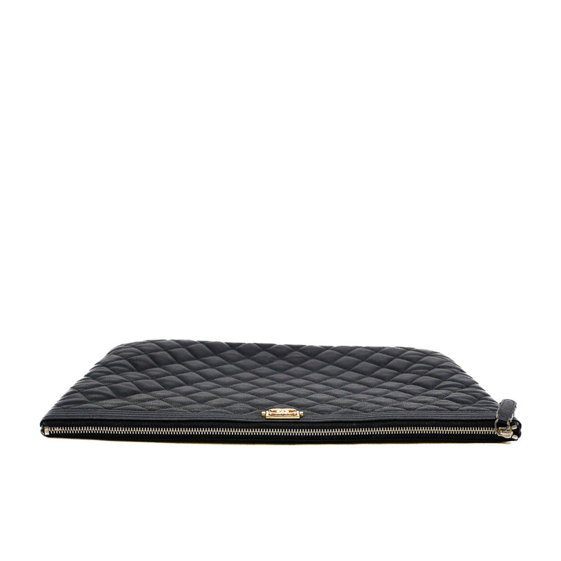 Large Boy O-Case Clutch In Black Caivar Lether Seri 24