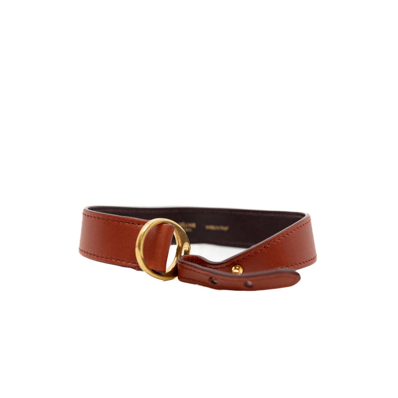 oval bracelet in leather red ghw - L'UXE LINK