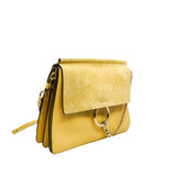thumbnail Faye medium in leather suede yellow ghw