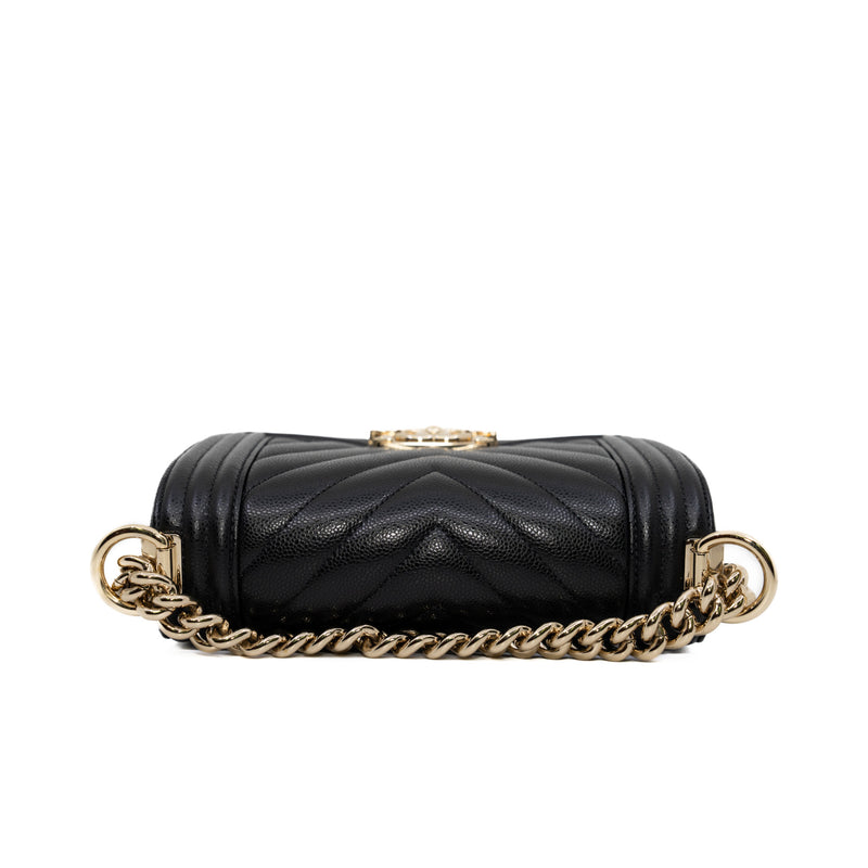 mini leboy in chavron caviar black ghw #HXK