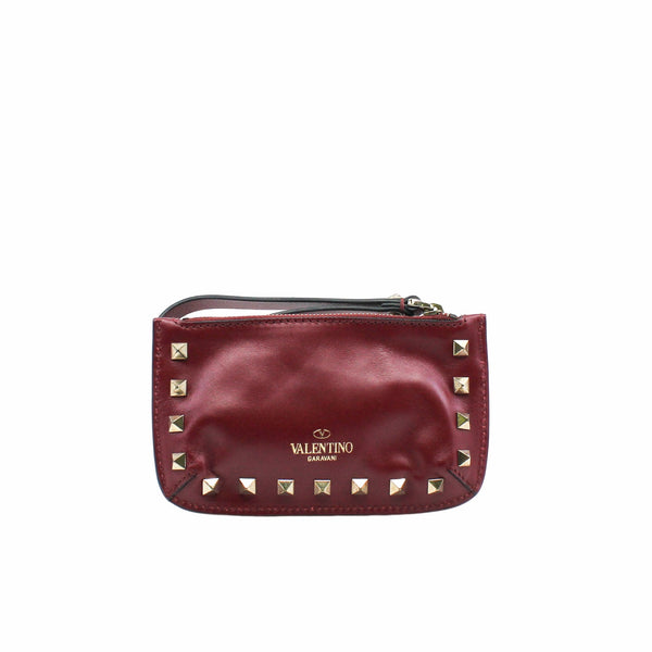 valentino card holder leather red ghw - L'UXE LINK