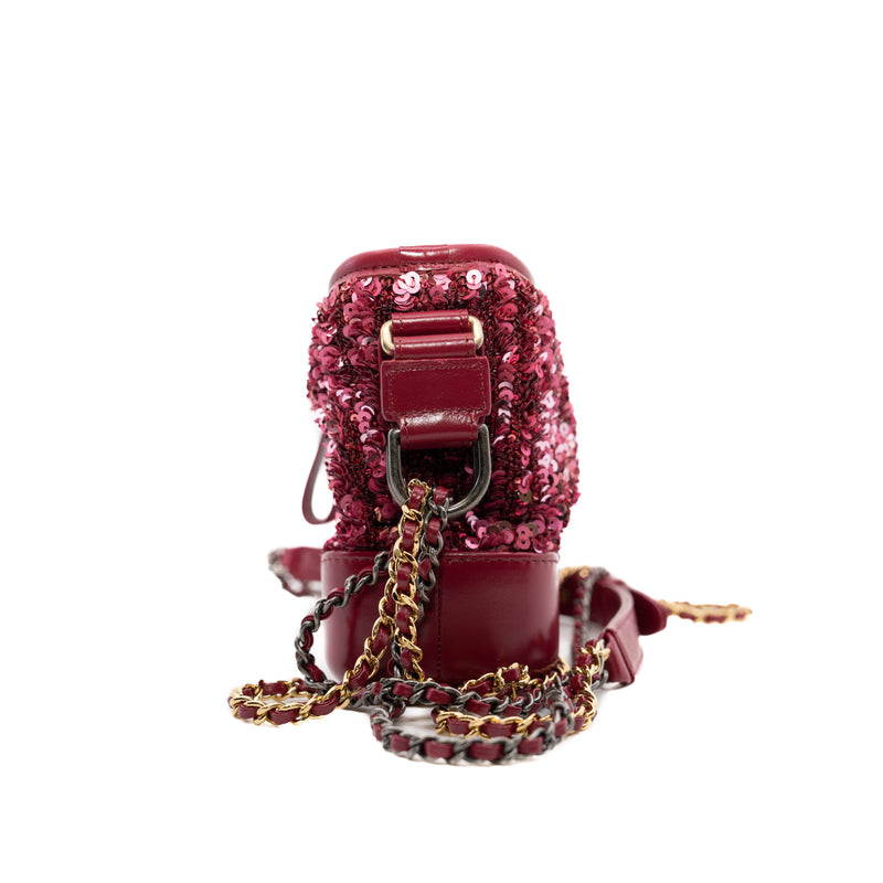 Small Gabrielle Hobo Bag Sequin/Calfskin Raspberry Pink Seri 26 - L'UXE LINK