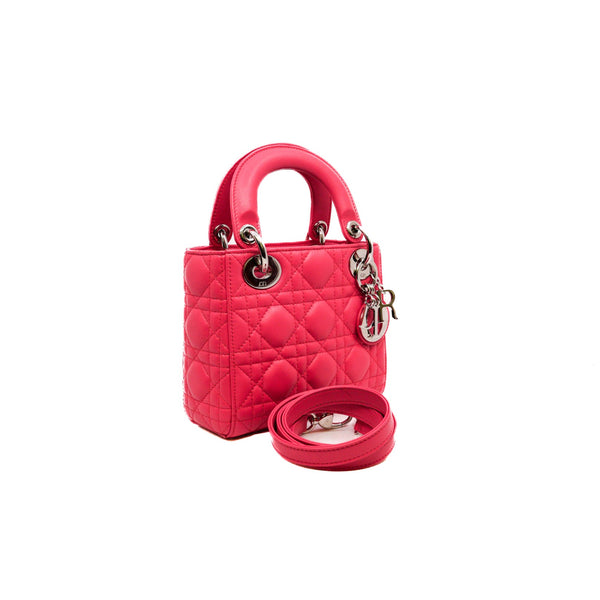 lady dior mini in hotpink lambskin phw