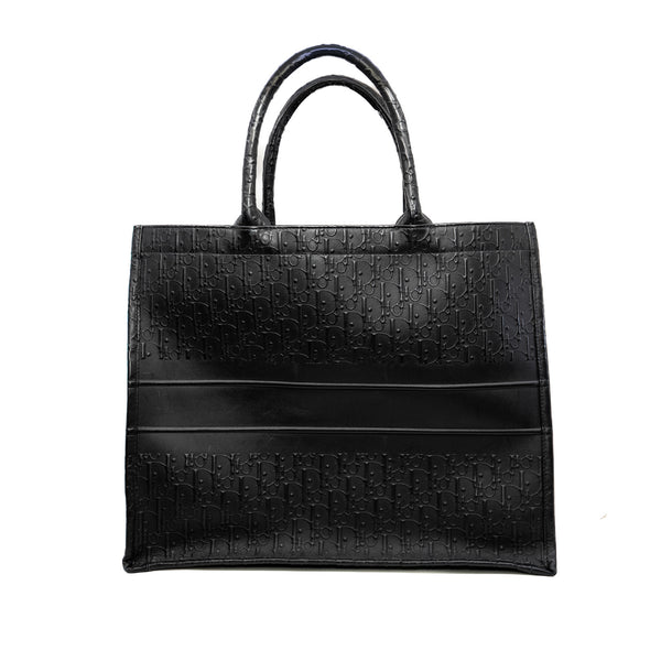 large book tote in calfskin black