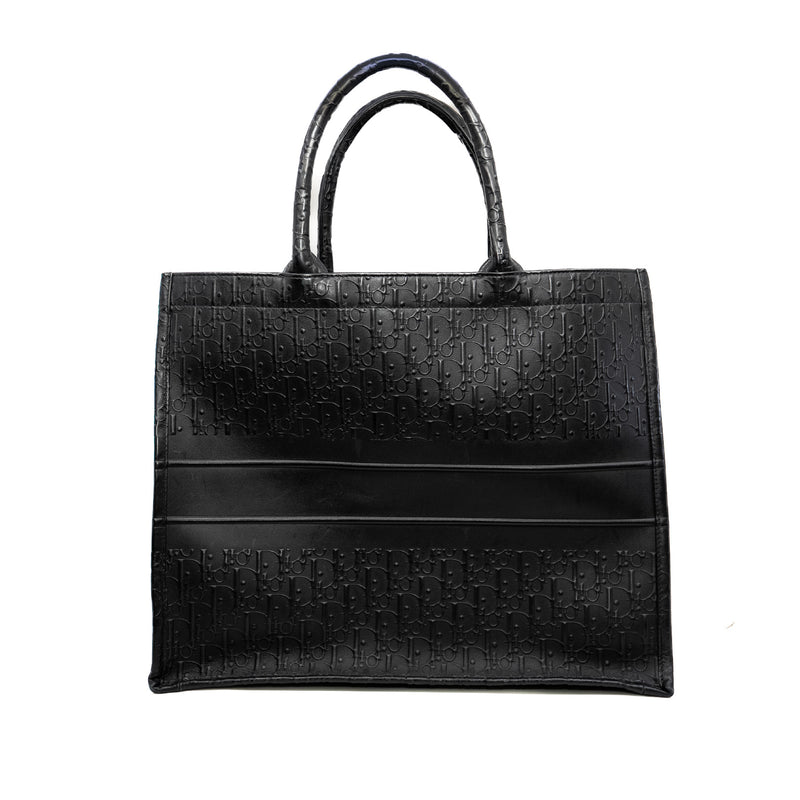 large book tote in calfskin black