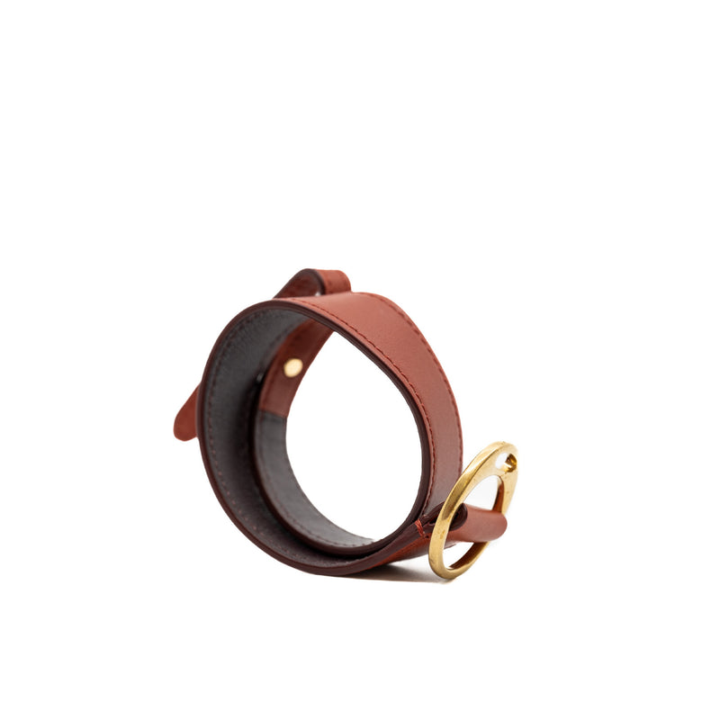 oval bracelet in leather red ghw - L'UXE LINK