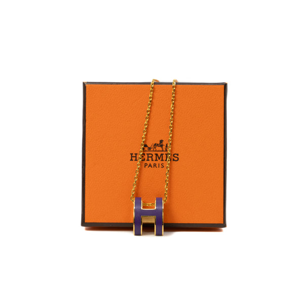 Mini Pop H Purple Pendant Necklace GHW - L'UXE LINK