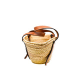 thumbnail Small Basket in Raffia/Calfskin brown PHW
