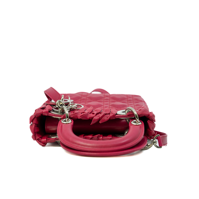 Mini Lady Dior In Fuchsia Lambskin Cannage Bow Handbag PHW - L'UXE LINK