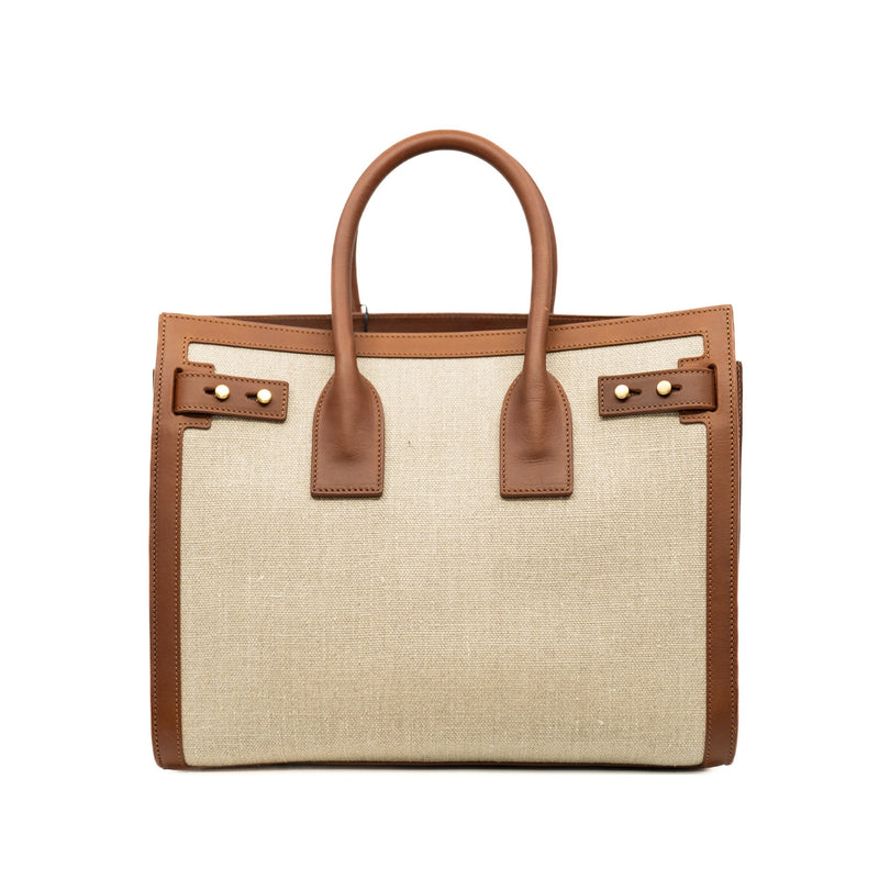 sac tote medium fabric with brown leather