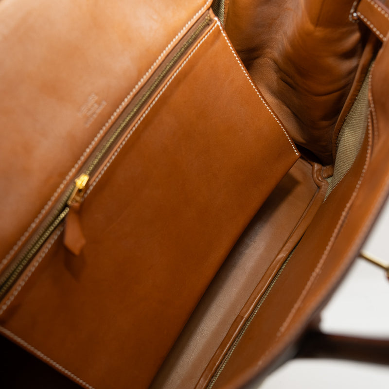 birkin 35cm in orange beige fabric/faubourg ghw R stamp