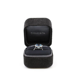 pt950 round aquamarine 3.33ct soleste single row ring size 6 - L'UXE LINK