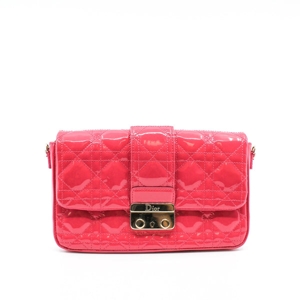 New Lock Cannage Patent Leather Pouch Bag GHW - L'UXE LINK