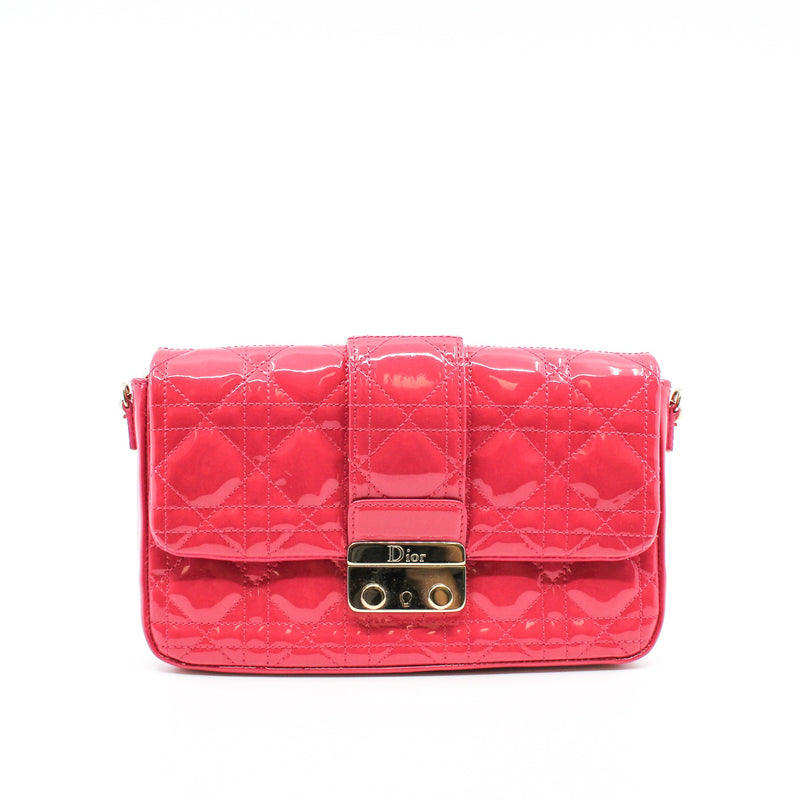 New Lock Cannage Patent Leather Pouch Bag GHW - L'UXE LINK