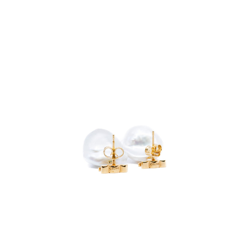 celine triomphe pearl pandent earring with x in ghw - L'UXE LINK