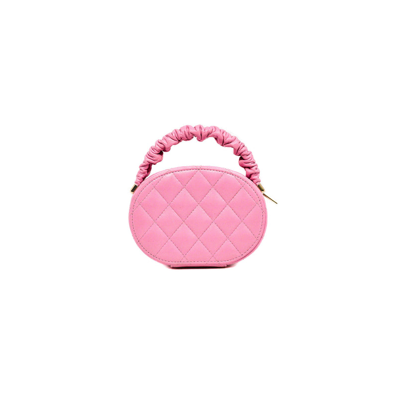 Mini Pink Round Vanity Lambskin Top Handle LGHW Seri 32 - L'UXE LINK