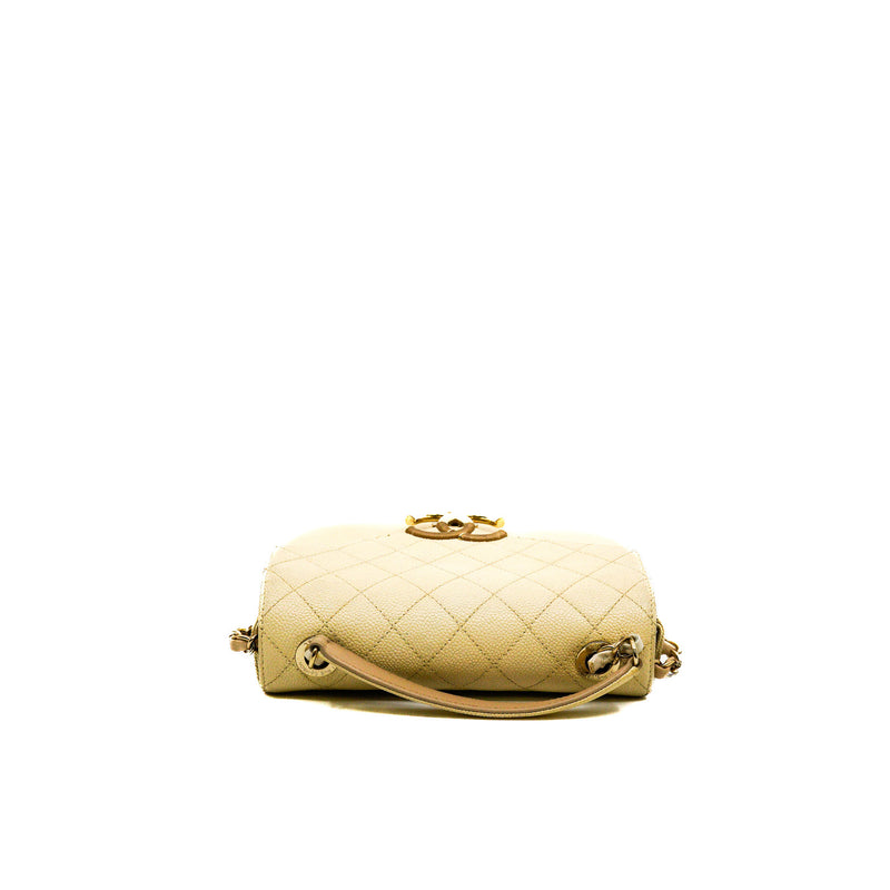 Coco Cuba Top Handle Ivory In Caviar Leather Flap Bag GHW Seri 25 - L'UXE LINK