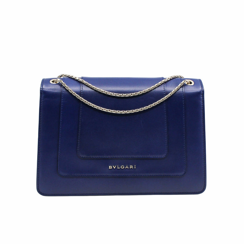 SERPENTI DOUBLE FLAP CHAIN BAG DARK BLUE GHW - L'UXE LINK