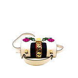 thumbnail mini sylvie with top handle embroidered floral in calfskin white ghw