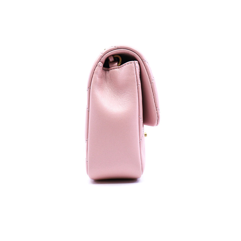 Mini Heart Charms In Pink Lambskin Leather Quilted Flap Bag GHW Seri POU2XXXX - L'UXE LINK