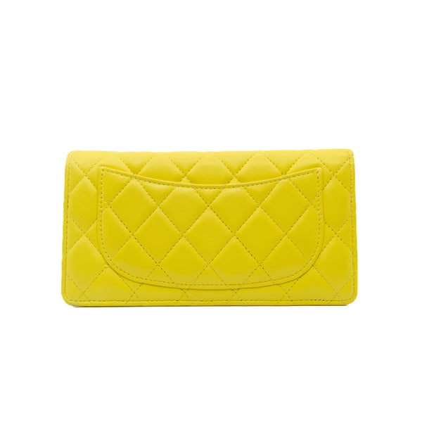 long wallet in lambskin yellow ghw seri 21