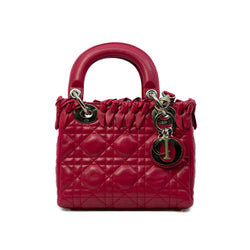 Mini Lady Dior In Fuchsia Lambskin Cannage Bow Handbag PHW - L'UXE LINK
