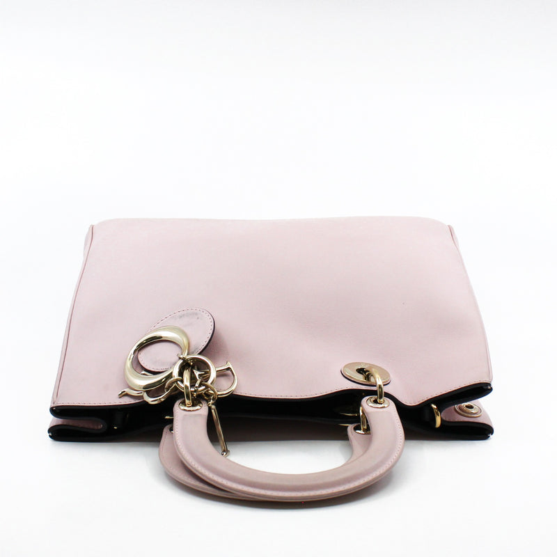 Small Diorissimo In Nude Pink/Black Calfskin Handbag GHW With Strap - L'UXE LINK