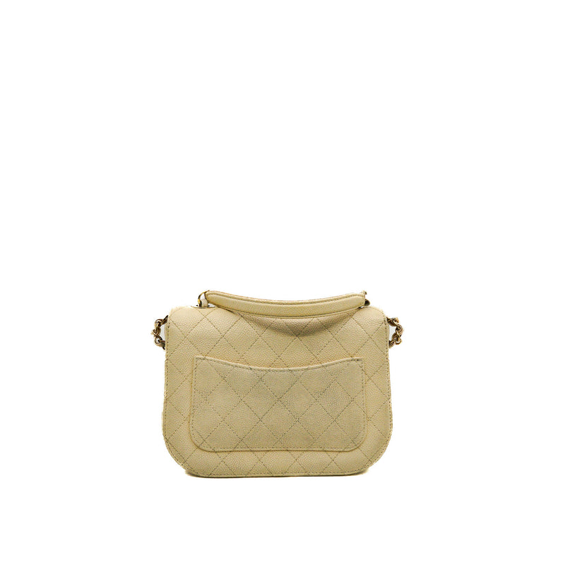 Coco Cuba Top Handle Ivory In Caviar Leather Flap Bag GHW Seri 25 - L'UXE LINK