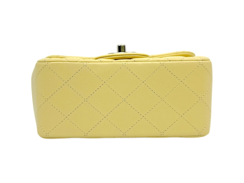 mini square cf with chain in lambskin light yellow ghw seri30