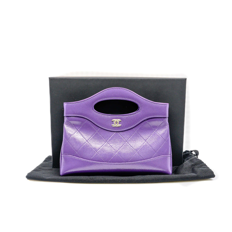 mini 31 clutch in purple shining calfskin LGHW