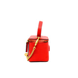 thumbnail small case bag with top handle orange red leather ghw