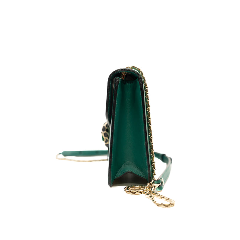 Serpenti Forever Chain Wallet in calfskin green ghw - L'UXE LINK