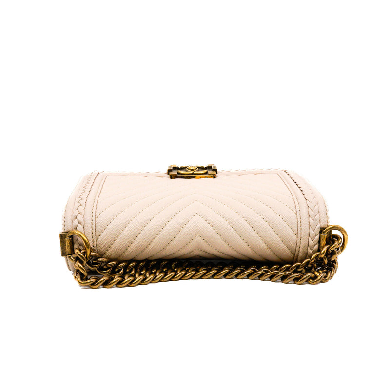 medium leboy limited in chevron caviar beige aged ghw seri 25 - L'UXE LINK